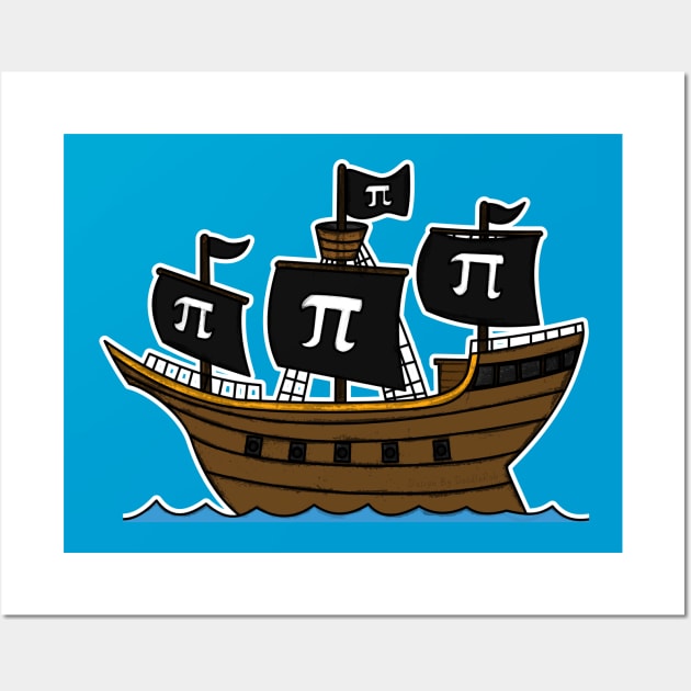 Happy Pi Day Pirate Ship Funny Mathematician Wall Art by doodlerob